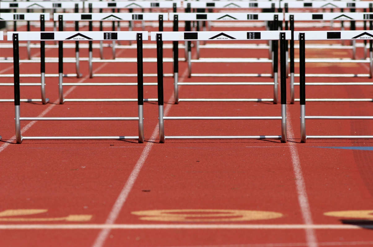 Hurdles at a track meet